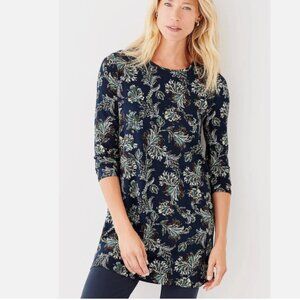 J. Jill Women's XL Wearever Collection Long Sleeve Tunic Dress Paisley Midi